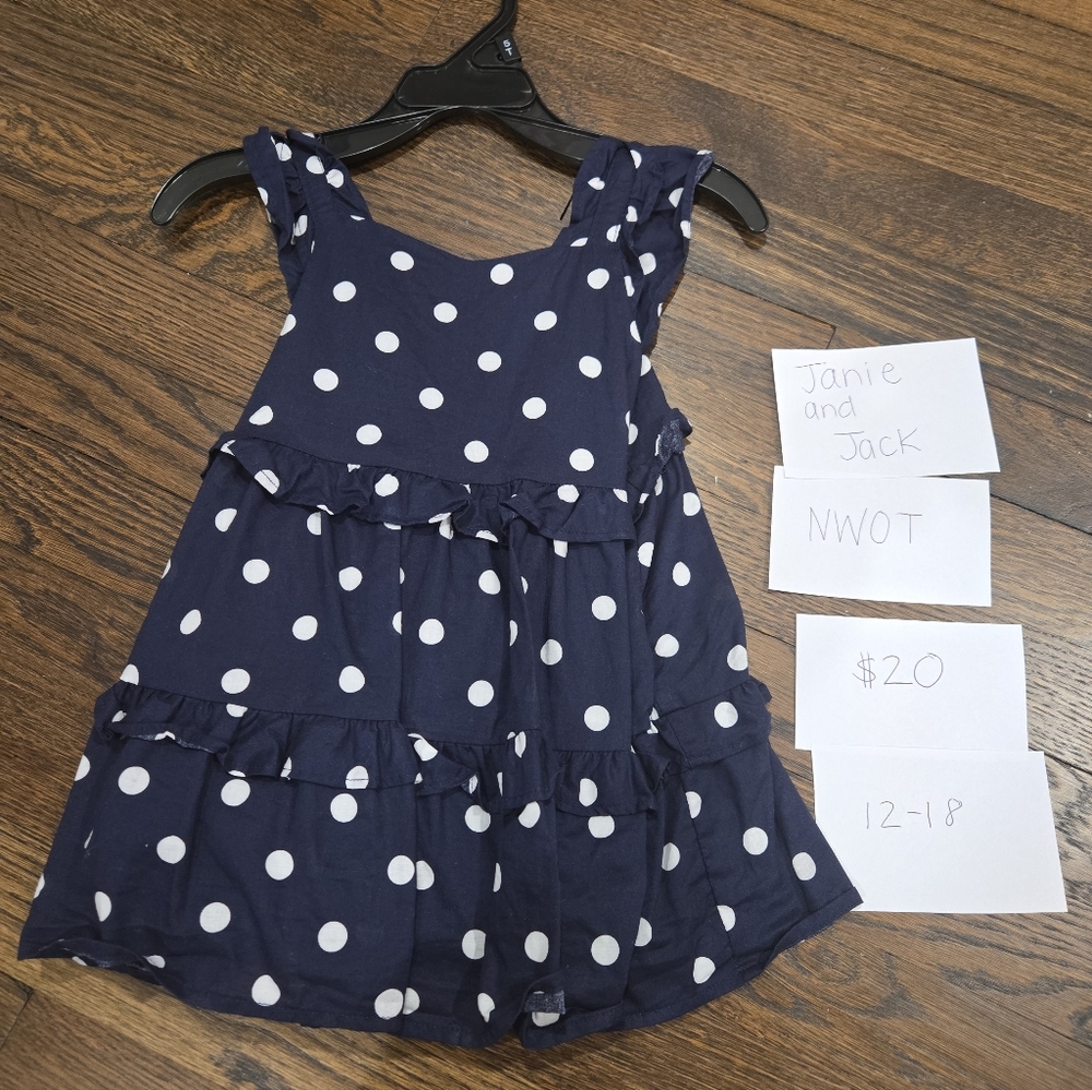 Janie and Jack Blue Polka Dot Dress